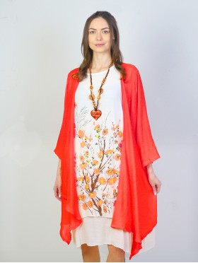 Flower Tree Print Dress Set (CL1173RD+CL1463ORG)